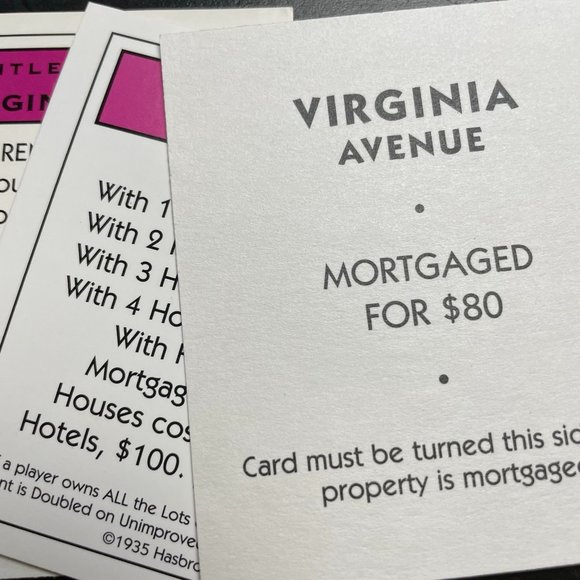 Monopoly Classic Virginia Ave Property Title Deed Card u - Picture 2 of 4
